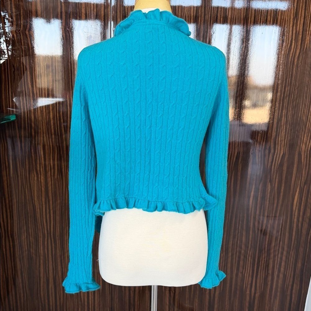 KIER + J Blue Ruffled Cardigan - Picture 5 of 5
